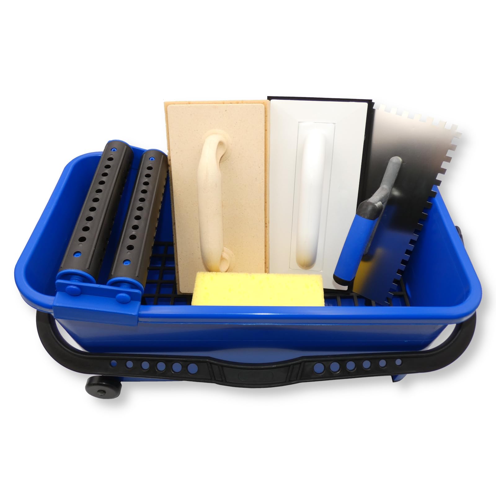 DEWEPRO® Set di lavaggio per piastrelle, 8 pezzi, per piastrelle, S – 20 l, spatola dentata, spugna per fughe, spugna manuale