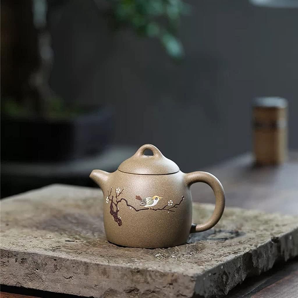 Teapot Zisha Teapot Yixing Elegant Purple Clay Teapot Raw Ore Cyan Bean Sand Handwork Painted Kung Fu Tea Set Household Kettle Pottery Teapot