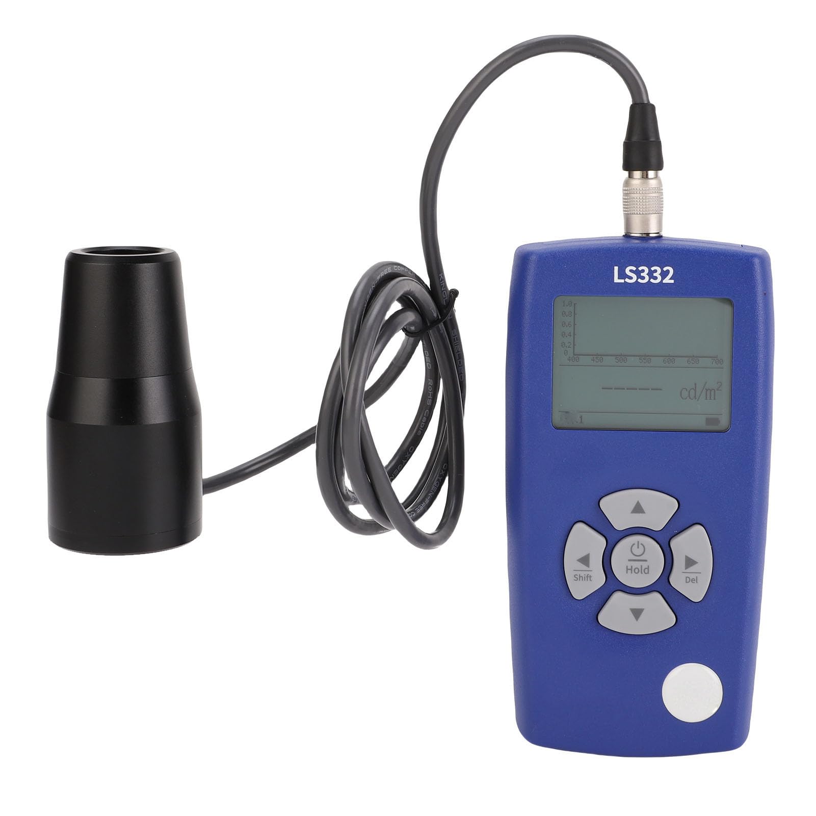 Bewinner Medidor de Luminancia de 1 a 1.000.000 cd/m², Fotómetro Digital con Parpadeo y Temperatura de Color, Medición CRI, Curva de Espectro, Sondas Duales de 10 Mm/20 Mm, Almacenamiento de Datos