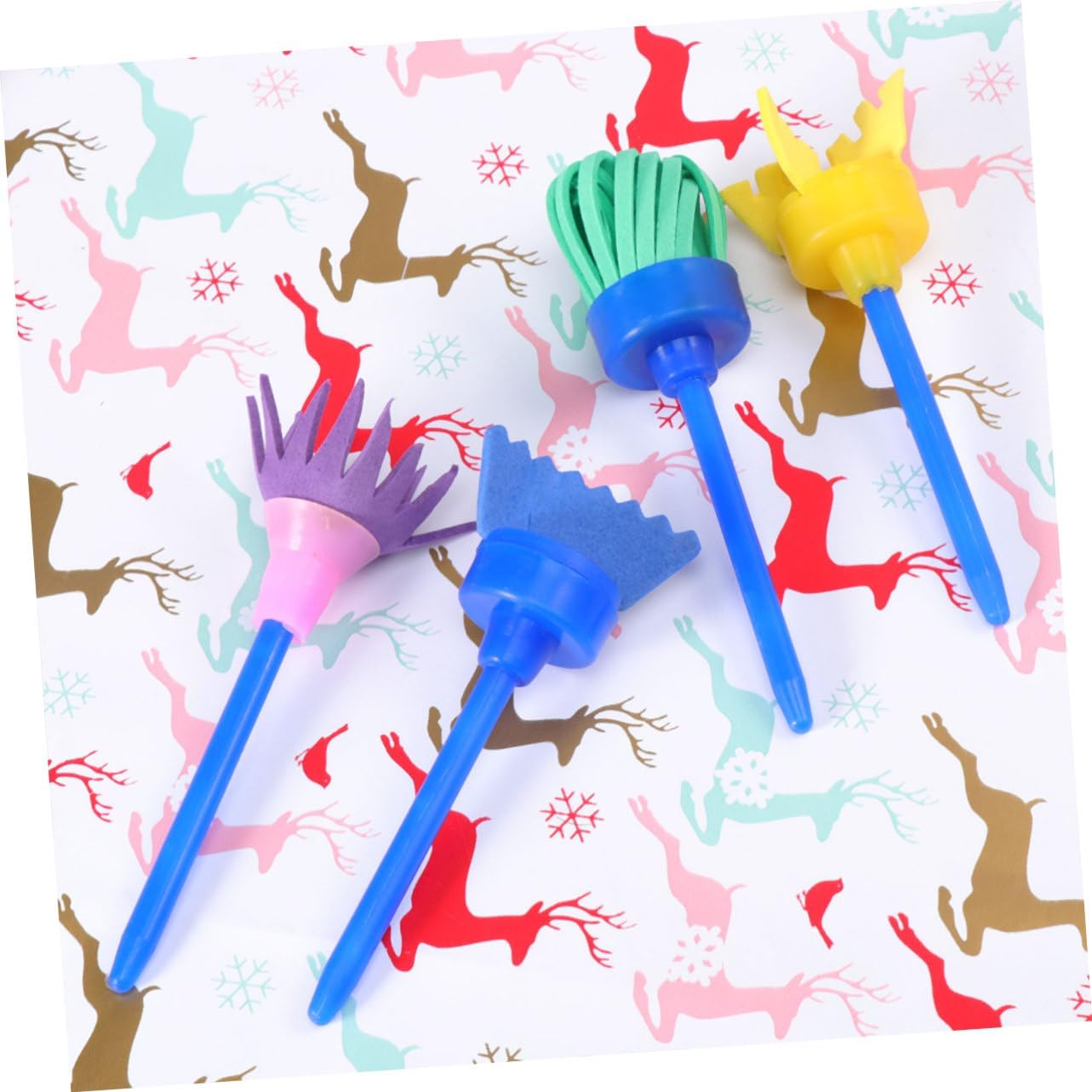 Lurrose DIY Sponge Paint Roller Set for Kids 8Pcs Foam Brayers Painting Tools with Handle Creative Art Supplies for Drawing Graffiti and Craft Projects 4.33In Size