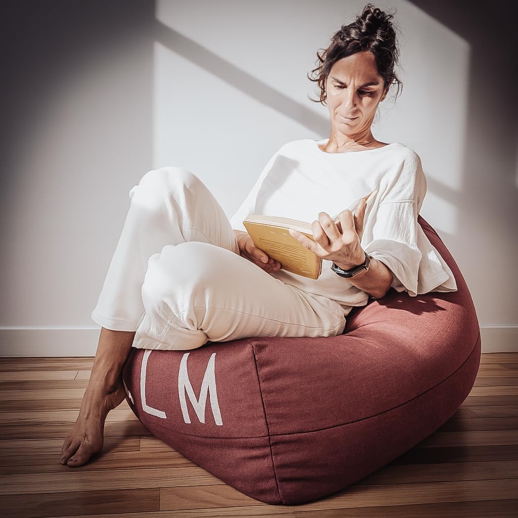 Aiire Puff Salon de Diseño Moderno - [100x70x70cm] Puf con Relleno Incluido Pintado a Mano en Algodón Premium - Bean Bag Chair Infantil o Decoracion Habitacion Juvenil Negro