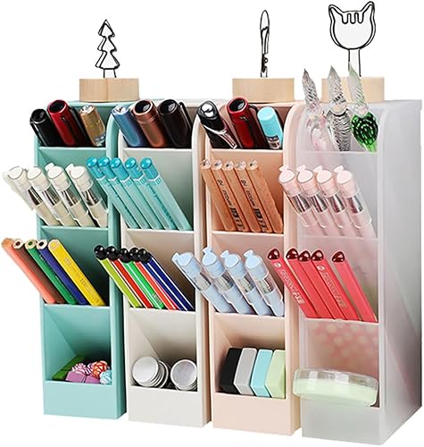 Miniatura 2 de Nobutaki Organizador de escritorio, soporte para lápices con 4 compartimentos, organizador de bolígrafos para el hogar, escuela, oficina,