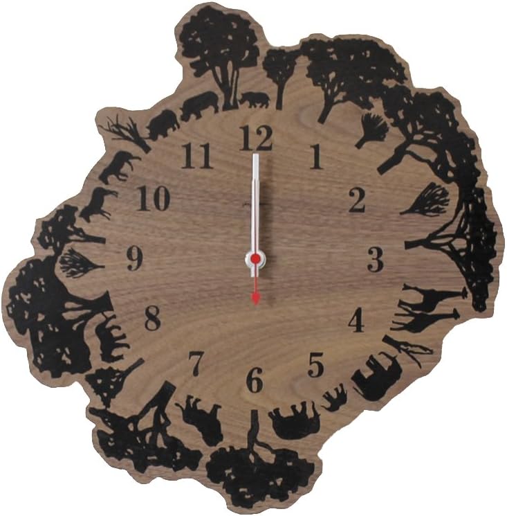 Yamato crafts [ March of African Animals ] Savanna Wall Clock S Walnut YK11-102-wal