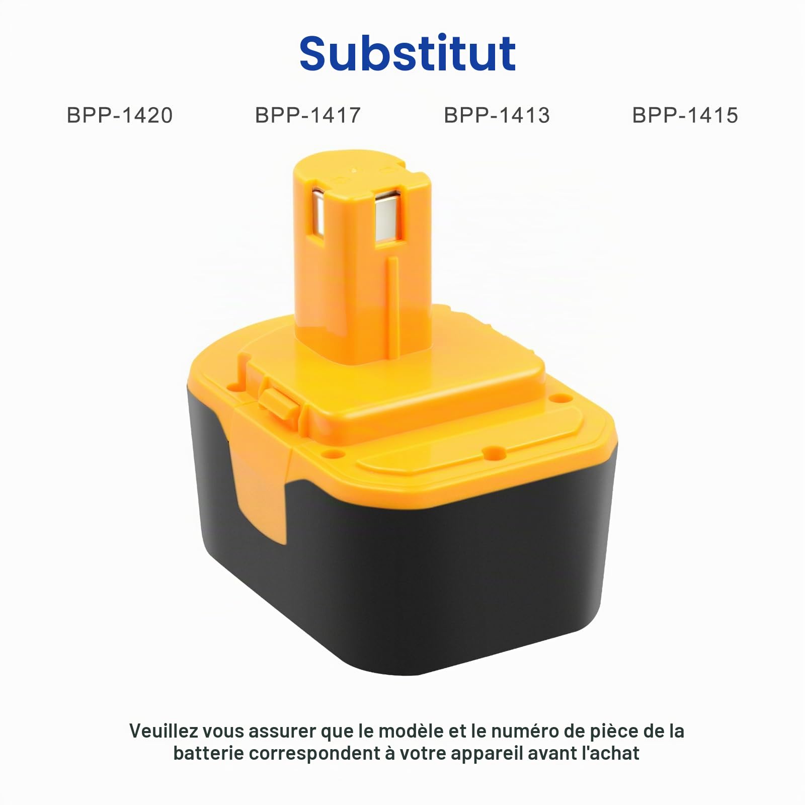 Batterie Ni-MH de rechange 14,4 V 4800 mAh pour Ryobi BPP-1415 BPP-1413 BPP-1417 BPP-1420 B-1415-S B-1442T 1311166 1400656 130224010