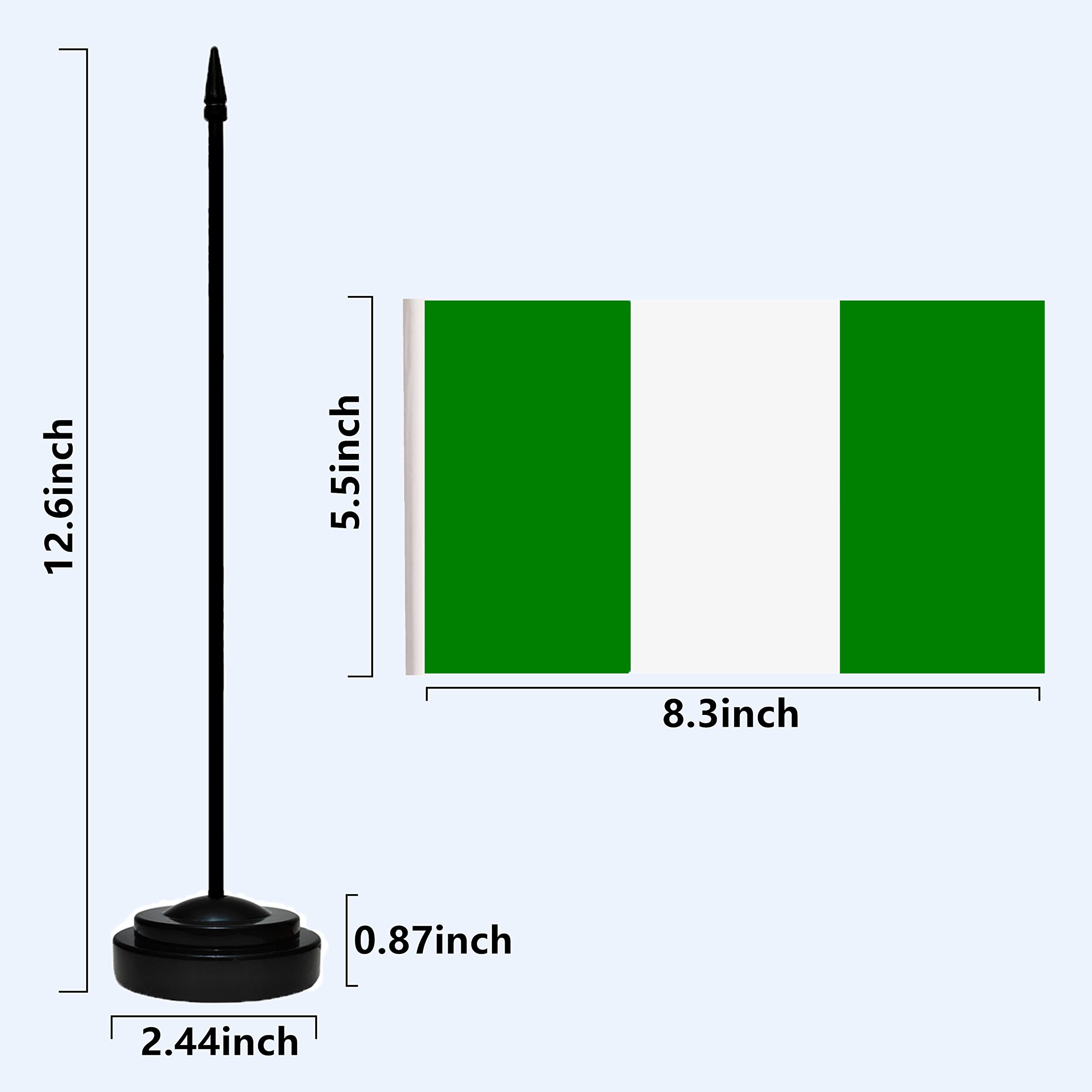 ZXvZYT Nigeria Tischflaggen Set – 12 Stück Mit Ständer, 20,3 X 12,7 Cm | Für Schreibtisch & Dekoration