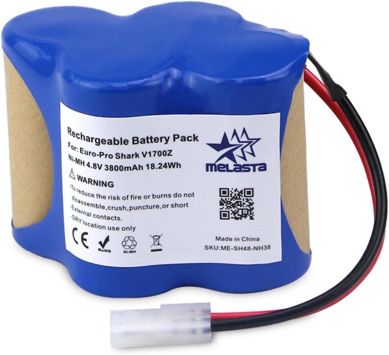 NaruSky 4.8V 3800mAh NiMH Battery for EuroPro Shark V1700Z