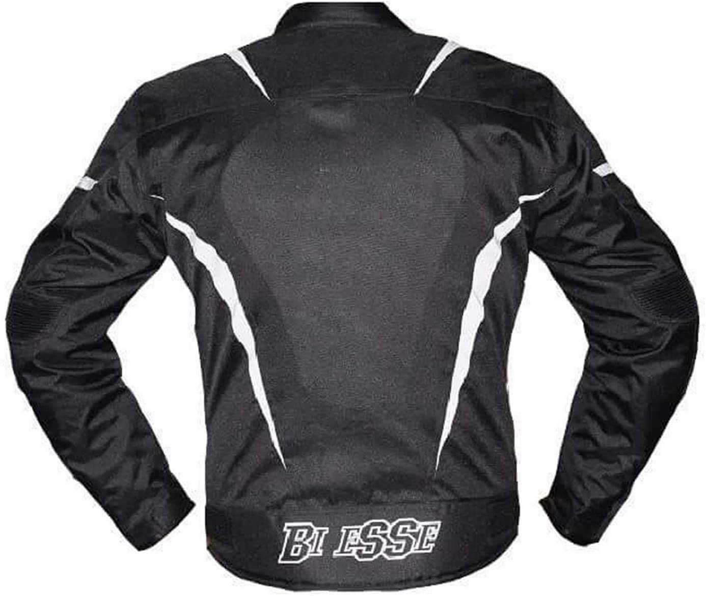 BI ESSE Giacca Moto Touring UOMO Sport Tessuto, Protezioni, colore Nero-Bianco, Impermeabile Regolabile, fodera termica