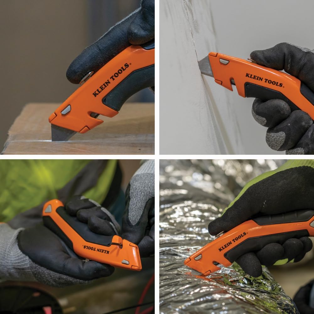 Klein Tools 44133 Heavy Duty Utility Knife, Retractable, Adjustable, with Wire Stripper, Klein-Kurve Handle