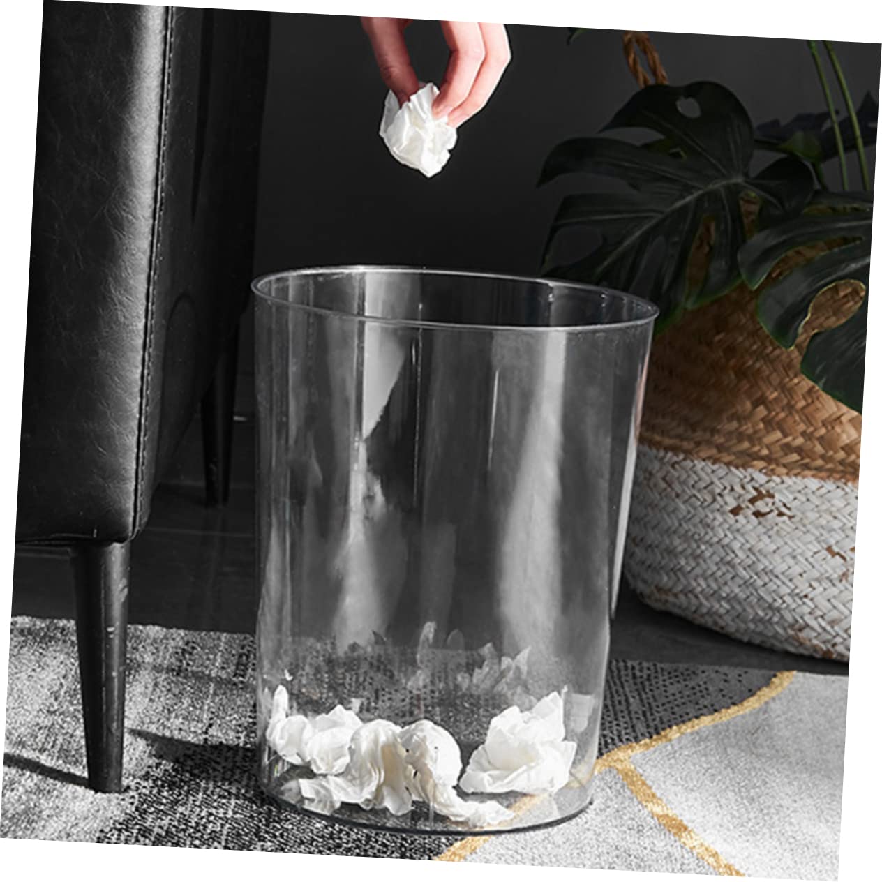Cestino Rifiuti da Interno Moderno in Plastica Trasparente