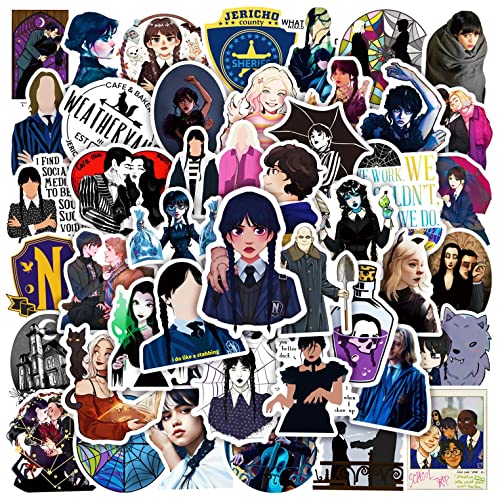 Paquete de pegatinas de Wednesday 50 Uds Para botellas de agua, portátiles, coches, patinetas, decoraciones de cuevas para hombres, pegatinas para adolescentes y adultos