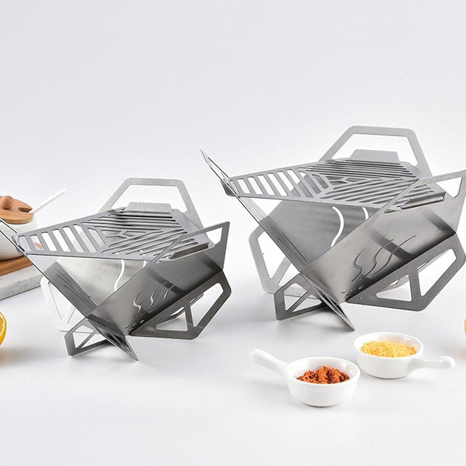 Portable Stainless Steel Folding Fire Pit Grill for Camping, Picnics, Backyard, Garden