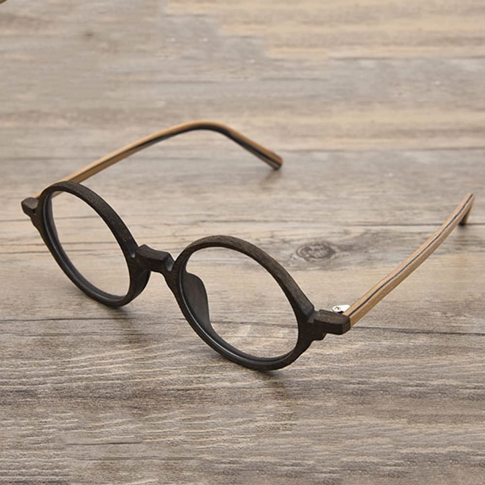 Holz Lesebrillen Runde Rahmen Brille Retro Computerbrille Sehhilfe Dioptrien 2.0 Nerdbrille Für Damen Herren Blaulicht Blockierende Linse (Size : Diopter+2.5)