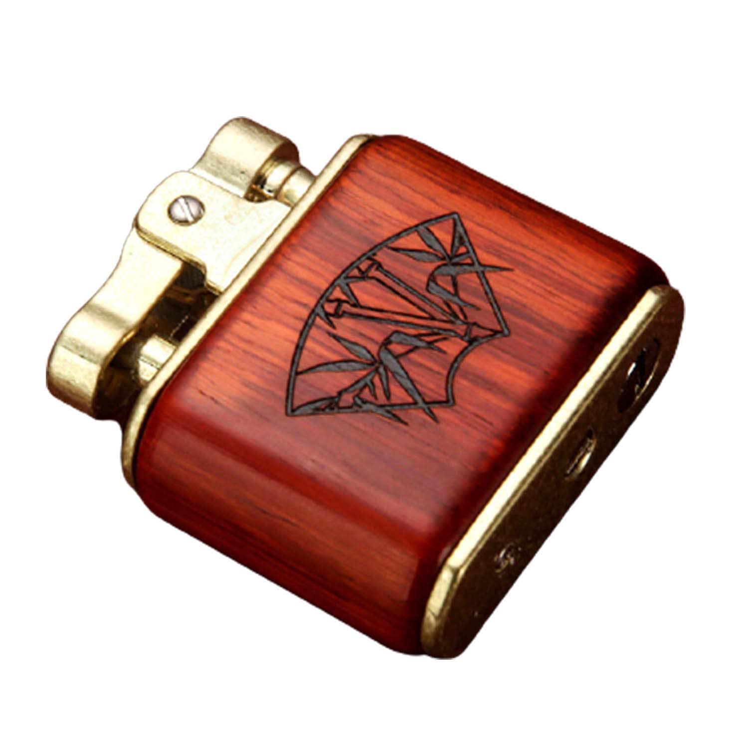 Briquet à Kérosène Rétro Personnalité Nostalgique Artisanat en Rondins Gravure Laser Appuyez pour Tirer Briquet à l'huile pour Homme Papa Mari (Carburant Non Inclus)