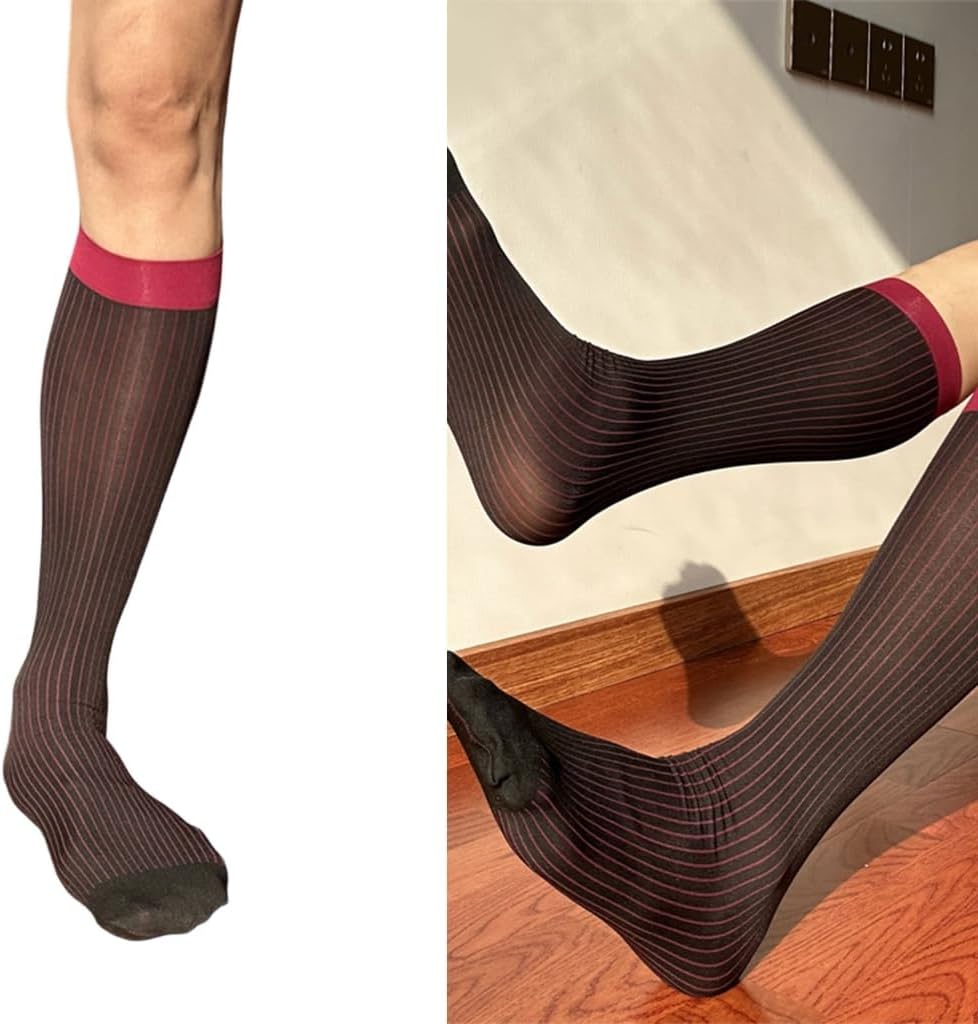 Men Dress Socks Colorful Wide Stripes Business Prom Nylon Blend Comfortable and Practical Socks for Offices