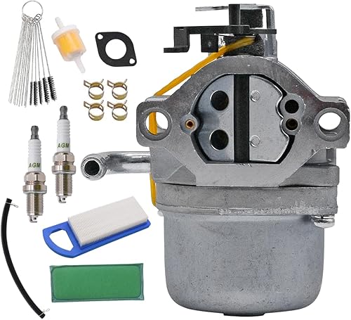 Carburador 590399 796077 apto para motor de cortacésped 21A707 21R707 21R777 21A907 21A977 21B902 21B906 con filtro de aire bujía y línea de