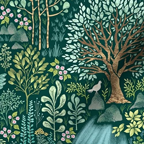 Spoonflower FI-F86-D7748646-FQ Fabric - Forest Paradise Woodland Nature Wildlife Lush Botanical Green Flora Printed thumb #5