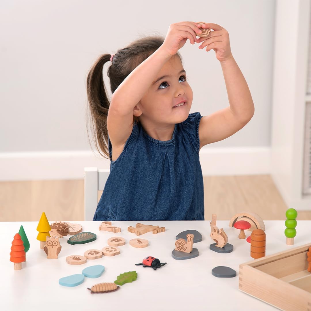 tickit Woodland Trail Set - Set of 37 - Wooden Forest for Kids - 37 Different Shapes - Loose Parts Wooden Toys for Toddlers
