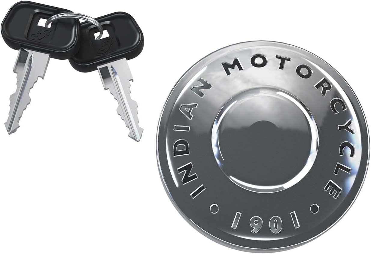 Indian Motorcycle Locking Gas Cap With Keys, Chrome, for
