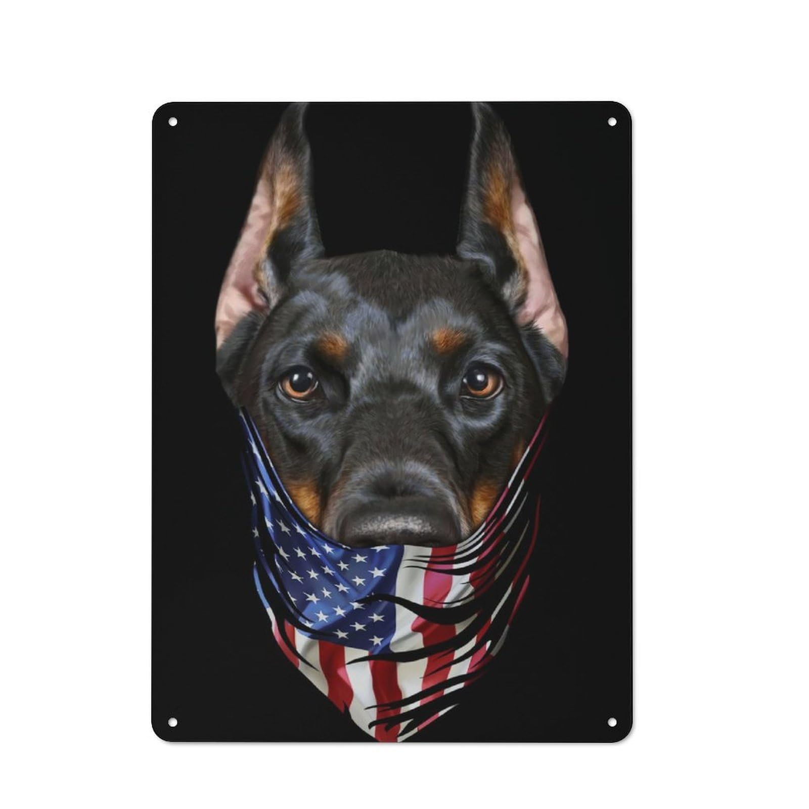 Junmoney Doberman Usa Patriot For Garden Room Or Summerhouse, Retro Metal Sign 40X30cm, For Metal Sign Collectors, For Vintage Wall Decor Fans