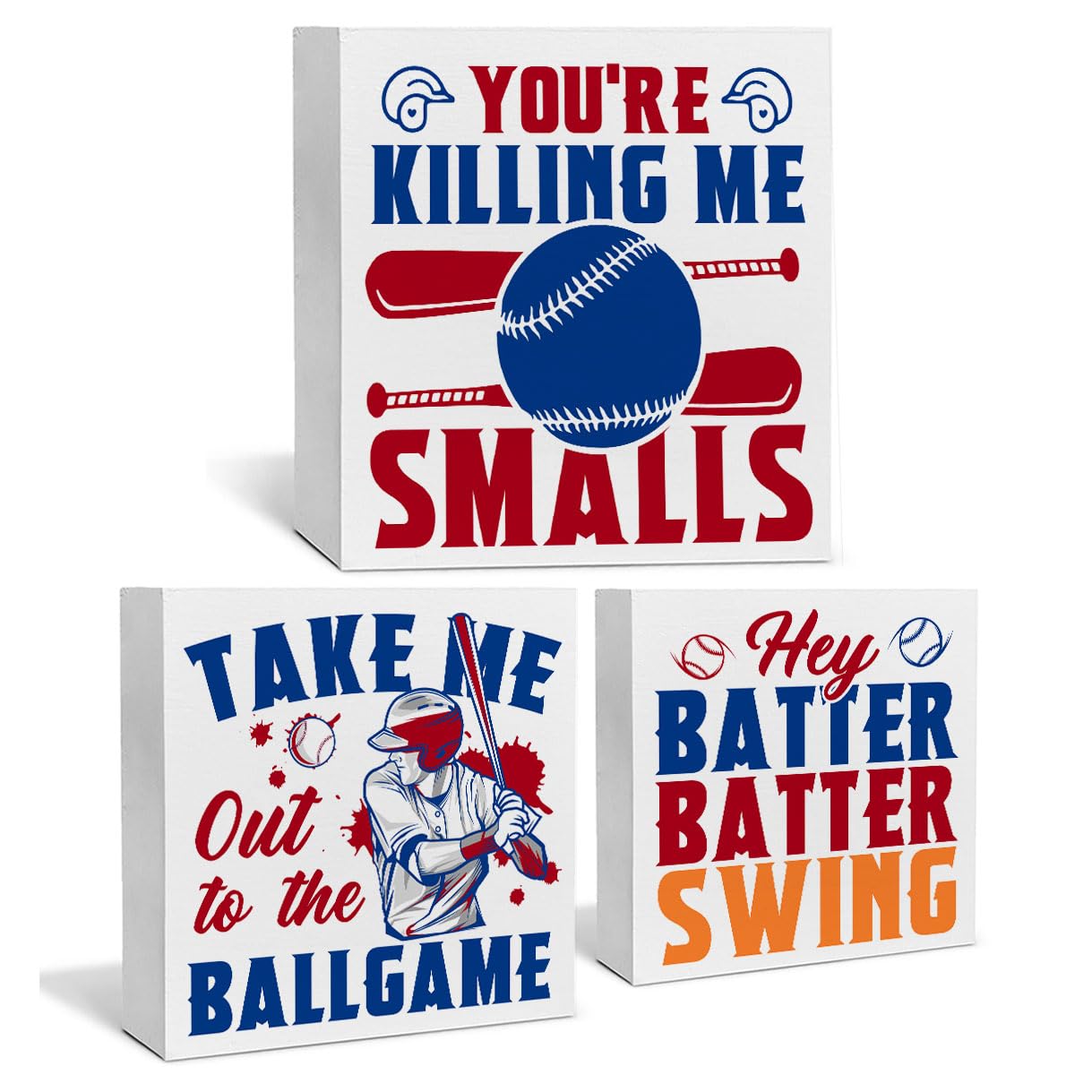 Baseball Decor for Home Baseball Sports Tiered Tray Decor 3 Pcs Decorative Wood Box Signs Rustic Table Desk Shelf Decoration for Bedroom Boys Room