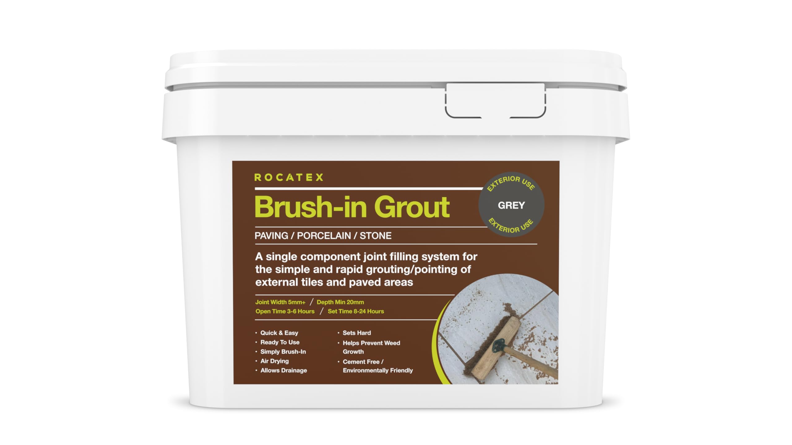 Rocatex Brush-In Grout 12Kg – Ready-to-Use Resin-Based Grout for Outdoor Paving, Patios, and Driveways – Rapid Set, Weather Resistant, Easy Application (Grey, 12Kg)