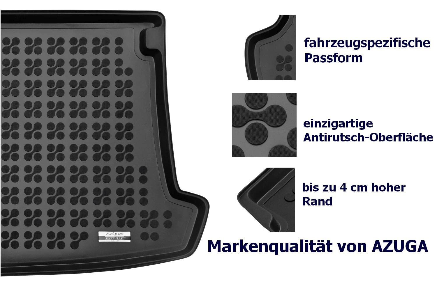 AZUGA Premium Gummi Kofferraumwanne Kofferraummatte rutschhemmend passend für Cupra Formentor ab 2020/ab 2024 (Variabler Boden Oben) – wasserdicht, hoher Rand AZ12000673