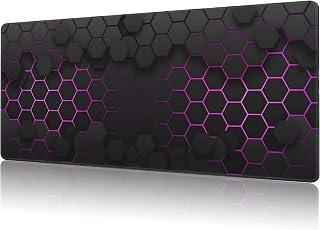 Large Gaming Mouse Pad 35.4x15.7 inch Electric Glow Hexagonal with Non-Slip Rubber Base