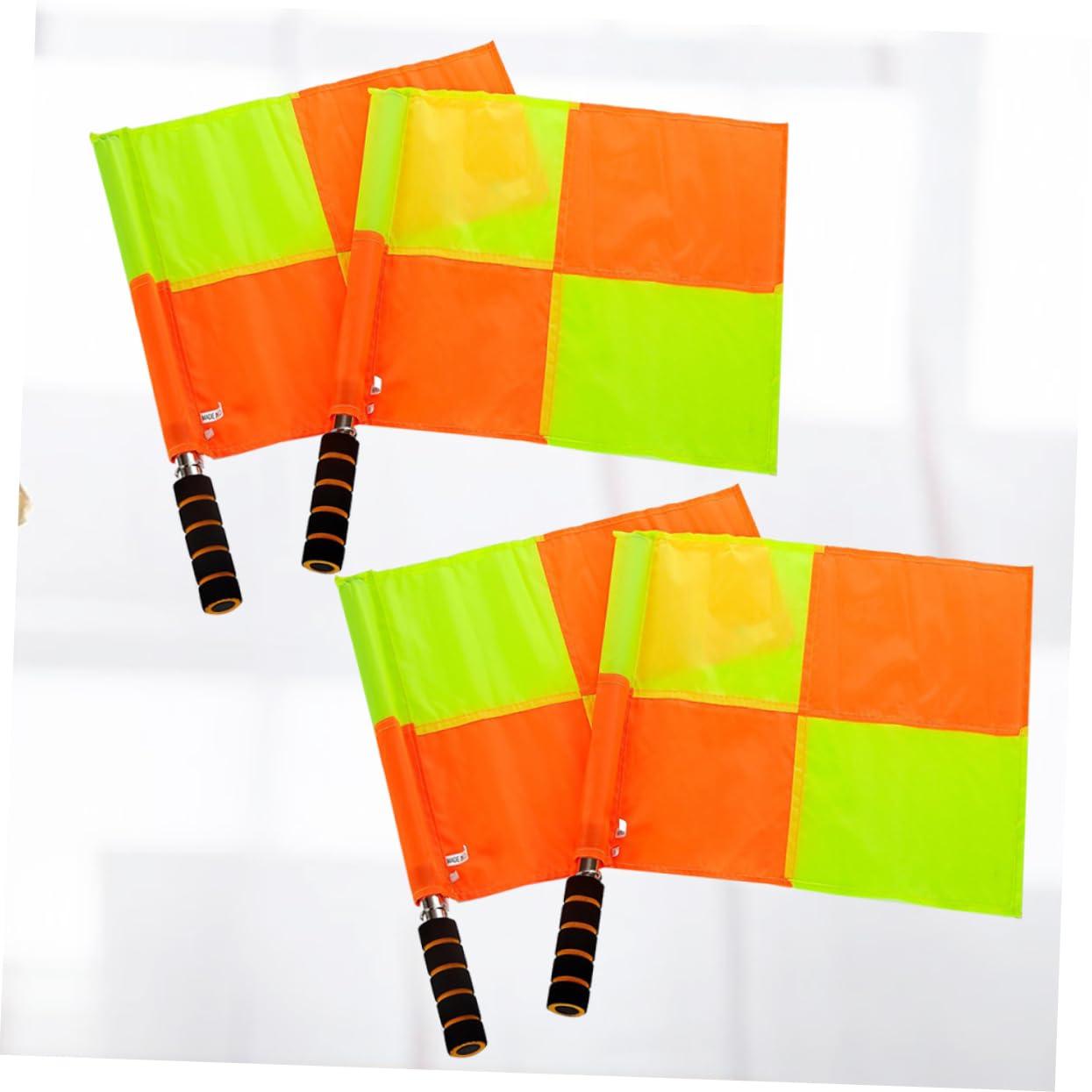 Abaodam 4pcs Yellow Match Referee Flags High Visibility Waving Signal Flags for Sports Lightweight Pole Comfortable Sponge Grip for Football Outdoor Games