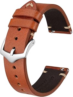 BISONSTRAP Men's Watch Bands, Hand-Stitched Leather Watch Straps, Quick Release, 18mm 19mm 20mm 21mm 22mm