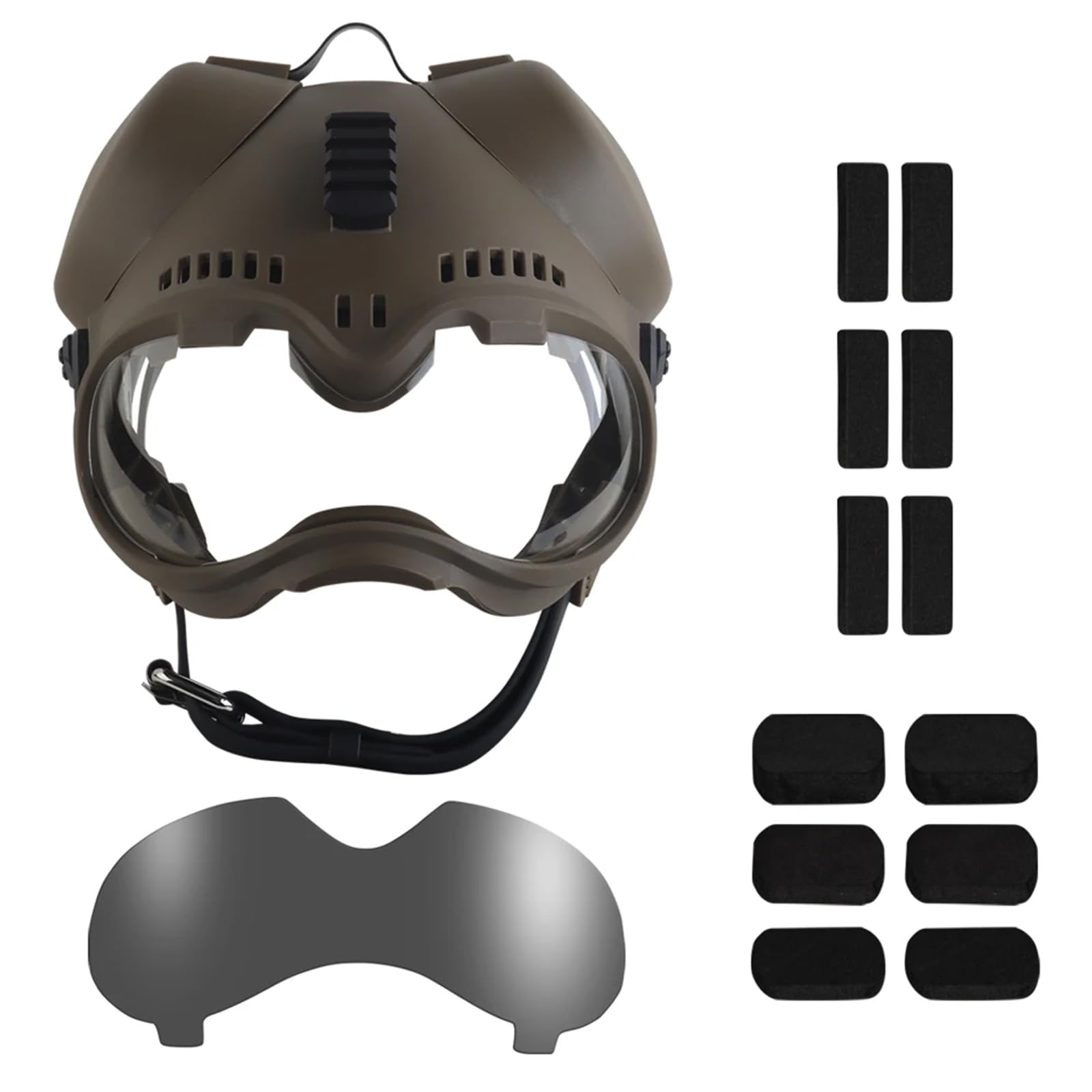 Casco tattico K9 per cani con occhiali per K9 e cani da lavoro militari con protezione per le orecchie rimovibile sulla parte superiore