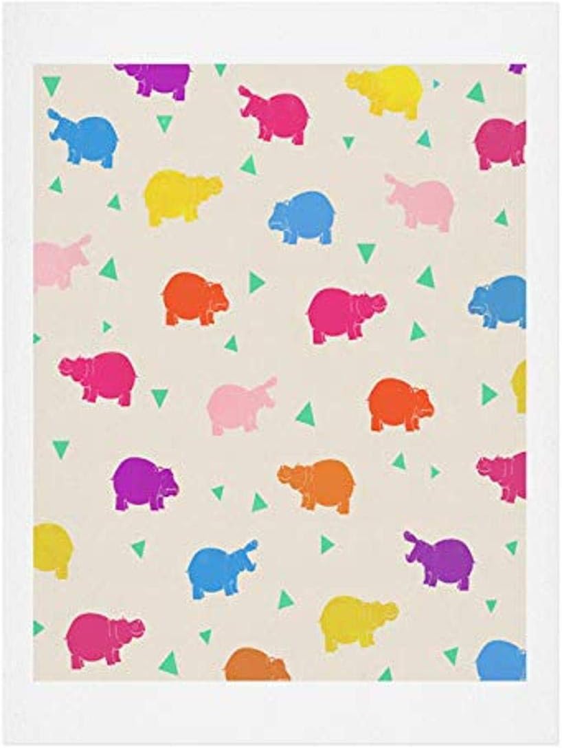 Deny Designs Kangarui Happy Hippo Party Art Print, 8" x 10", Multi