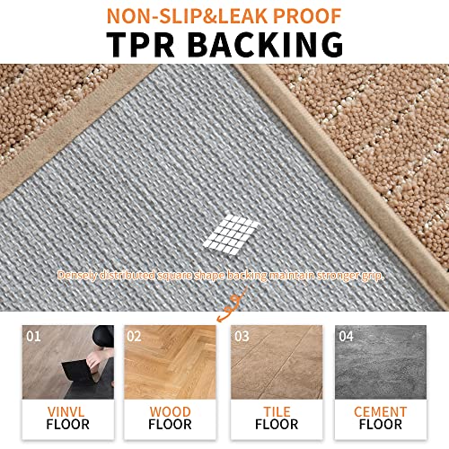 Beqhause Kitchen Rugs 100% Polyester Washable Kitchen Mats Floor Beige Kitchen Mat Set Of 2 Non Slip Mat For Floor Comfort Kitchen Carpet With Tpr Backing 20X30Inch/20X48Inch #TOP4