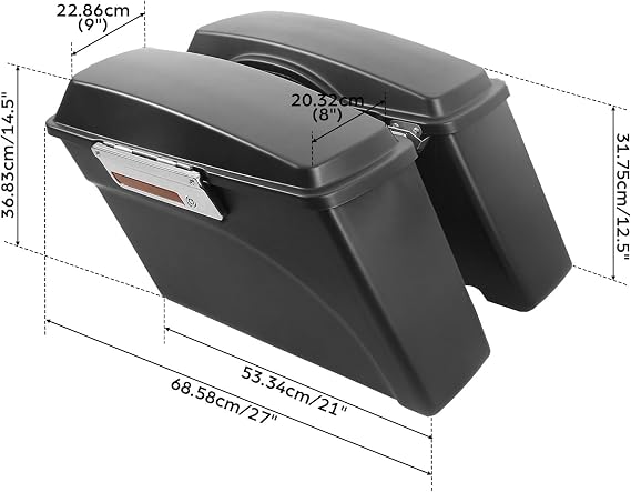 TCMT Matte Black Hard Saddlebags & Liners Carpet Insert + Chrome Conversion Brackets Fits For Harley Heritage Softail Softail Deluxe 1984-2017(except for Deuce Model Softail Slim Models)