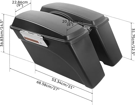 TCMT Matte Black Hard Saddlebags & Liners Carpet Insert + Chrome Conversion Brackets Fits For Harley Heritage Softail Softail Deluxe 1984-2017(except for Deuce Model Softail Slim Models)