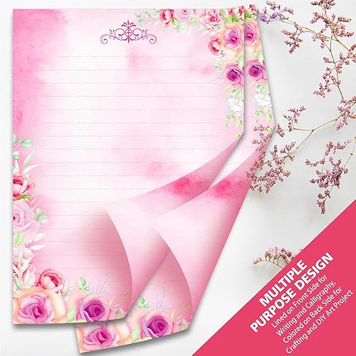 Miniatura 7 de Anzon Mories - Juego de papel de escritura bonito y sobres de 60 piezas (2 lados de color, 1 lado rayado) 30 hojas, 30 sobres, papel de carta Kawaii