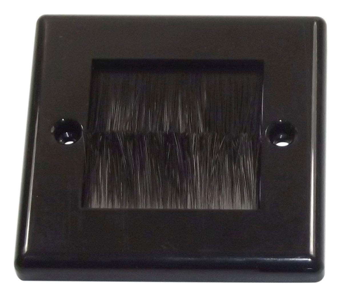 Gbr Black Face Plate Brush Single Gang Cable Entry/Exit Wall Plate