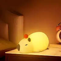 Capivara Luminária Quarto, Luz Noturna de Silicone Regulável com Toque e Timer, Abajur de Cabeceira e Decoração Quarto de Bebê
