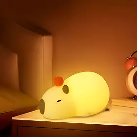 Capivara Luminária Quarto, Luz Noturna de Silicone Regulável com Toque e Timer, Abajur de Cabeceira e Decoração Quarto de Bebê