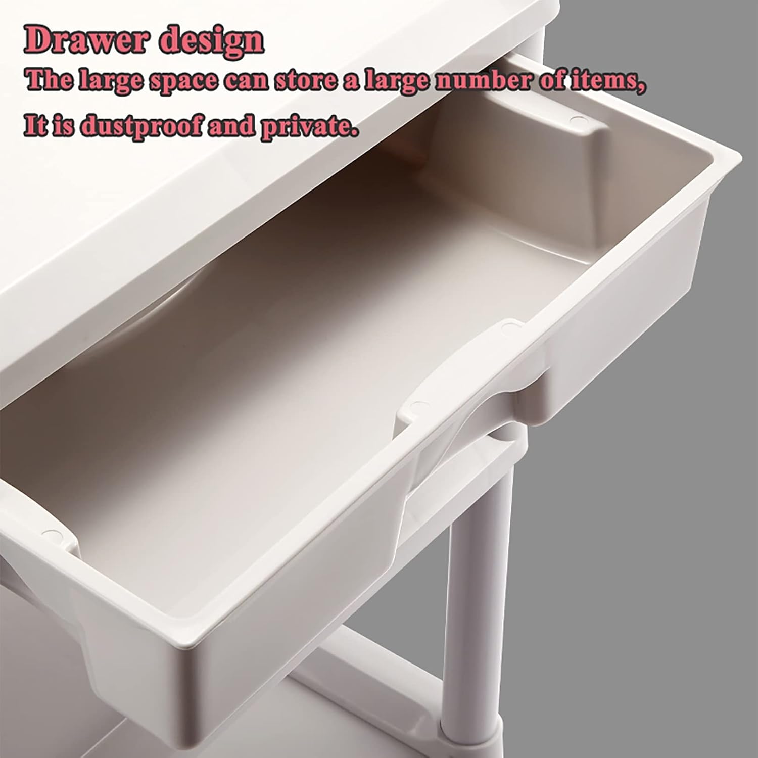 3 Tier Medical Trolley,Beauty Rolling Cart,Spacious Beauty Salon Rolling Trolley with Drawers Dirt Buckets 360°Rotate Wheels Heavy Duty Medical Utility Cart for Hospital Dental Clini, Salon Spa