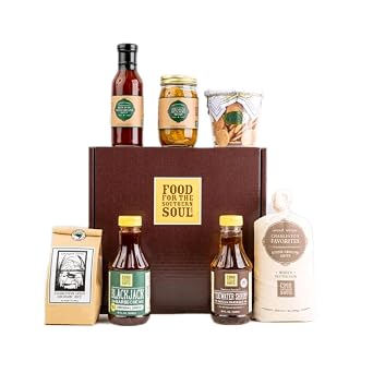 Holiday Charleston Gourmet Gift Box Benne Wafers, Stone Ground Grits, Jerusalem Artichokes, Aromatic Rice, Peach BBQ, Shrimp Marinade & BlackJack BBQ Southern Christmas Gift Box