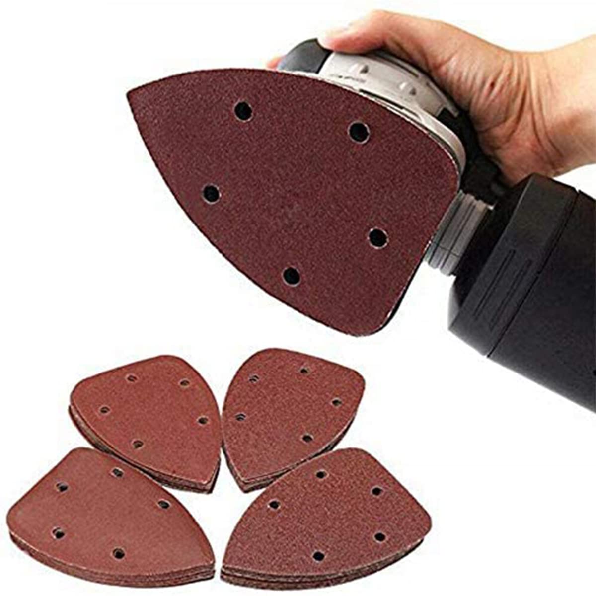 10 Pieces Mouse Sandpaper 5 Holes Detail Sander Sandpaper Hook and Loop Sanding Sheets 600 Grits