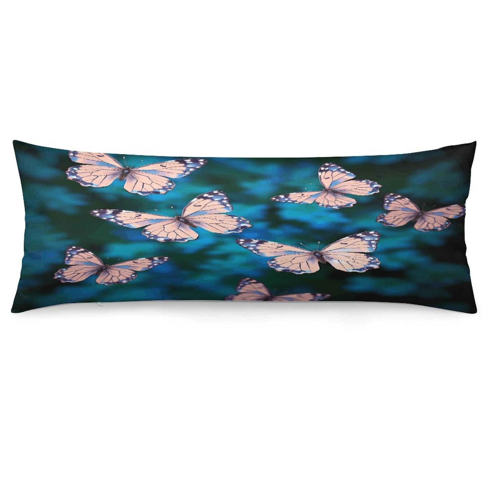 Cute Butterflies Throw Pillow Cover Soft Lumbar Pillow Covers with Zipper Breathable Rectangular Cushion Case Polyester Pillow Case Decorative Body Pillow Cover for Couch Bed