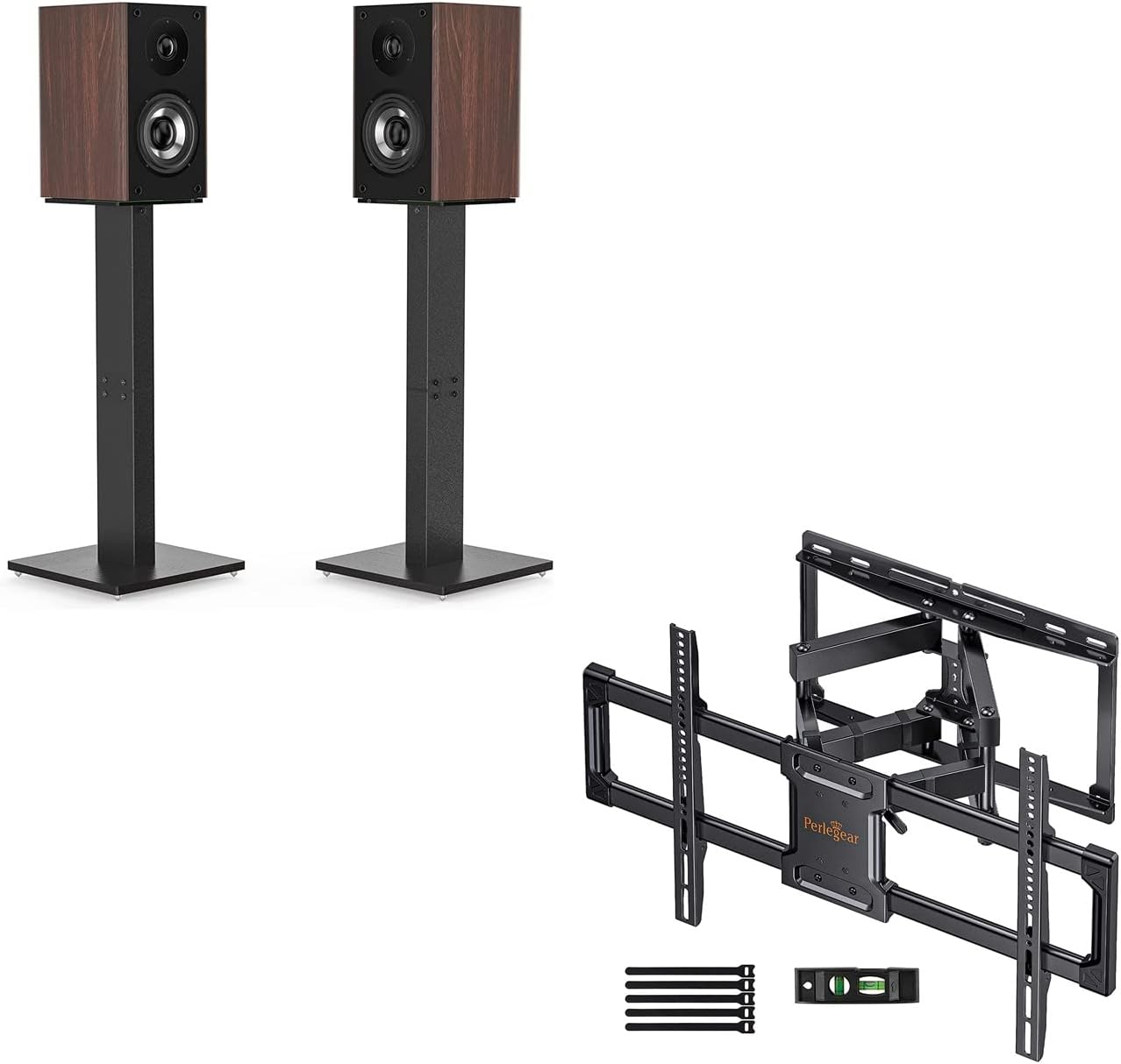 Perlegear Universal Bookshelf Speaker Stand with Aluminum