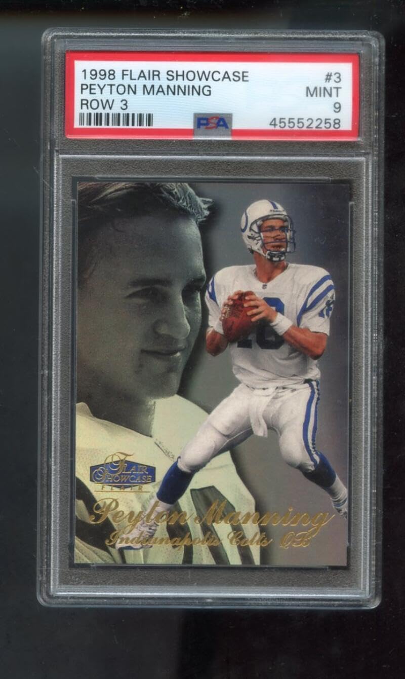 1998 Fleer Flair Showcase Row 3#3 Peyton Manning ROOKIE RC PSA 9 Graded Football Card NFL Baltimore Colts