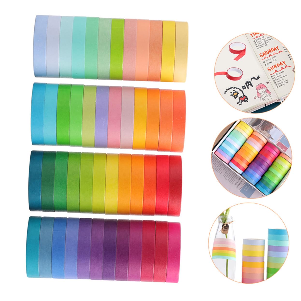Lurrose 144rotoli Nastro Adesivo Washi Per Scrapbooking Di Adesivi Decorativi Per Fai Da Te e Progetti Creativi Per Adulti