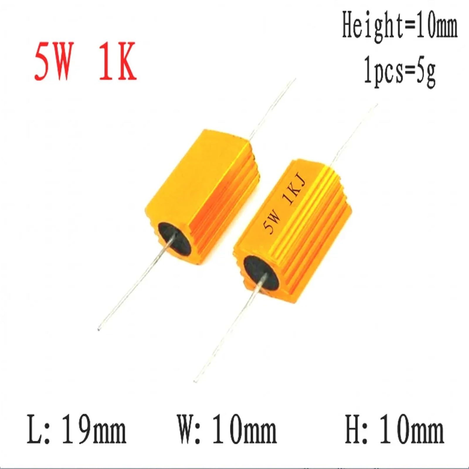 10 pièces 5W RX24 boîtier en Aluminium de Puissance en métal résistance bobinée 0.1~33K 0.33 0.5 1 2 5 6 8 10 20 50 100 120 200 300 1K 5K 10K(15R)