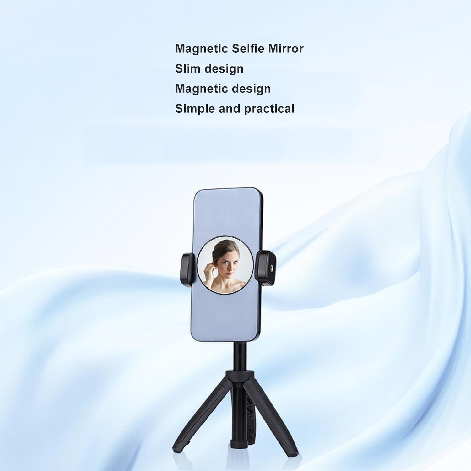 Gugxiom Magnetic Phone Makeup Mirror, 2.28 inch Magnetic Selfie Mirror for Back Camera, Slim Cell Phone Convex Mirror for Smartphone (Black)