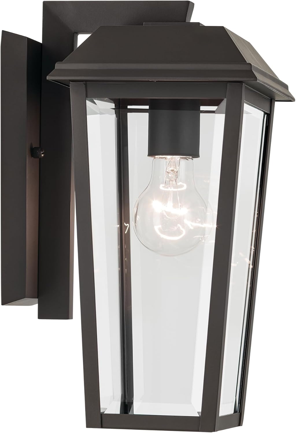 Kichler Mathus 1-Light Olde Bronze Luxe Updated Traditional Outdoor Wall Light with Clear Glass for Outdoor Walls, Exterior Doors, Garage, Porch or Patio Walls