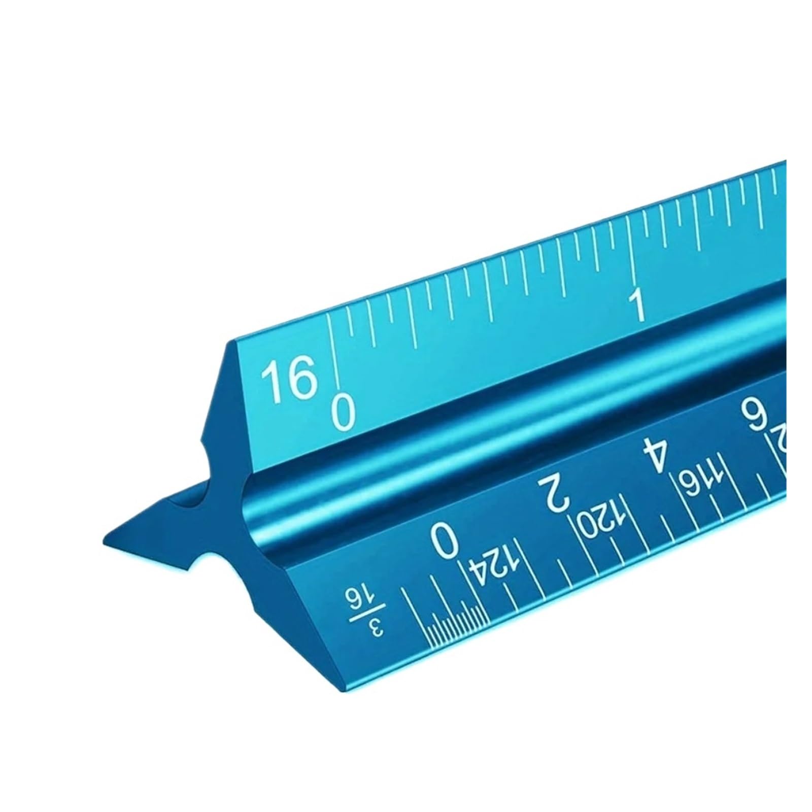 Aywtiun Blue Architectural Scale Ruler 1Pc Aluminum Triangular Architectural Scale Ruler For Prints & Designs, Metal Drafting Tool(Blue)
