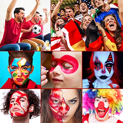 Red Face Body Paint Stick For Clown Zombie Halloween Makeup, De’lanci Cream Blendable Face Painting Sticks, Sfx Special Effects Joker Santa Claus Costume Party Pigmented Body Painting #TOP3